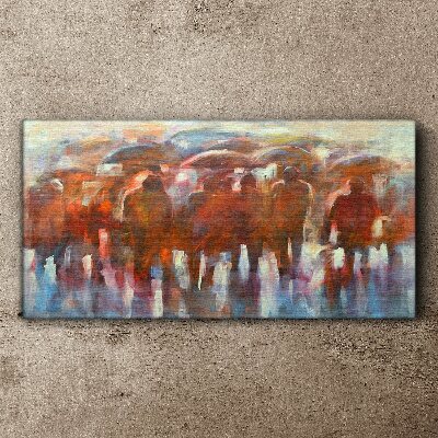 Rainy scene with umbrellas Canvas wall art