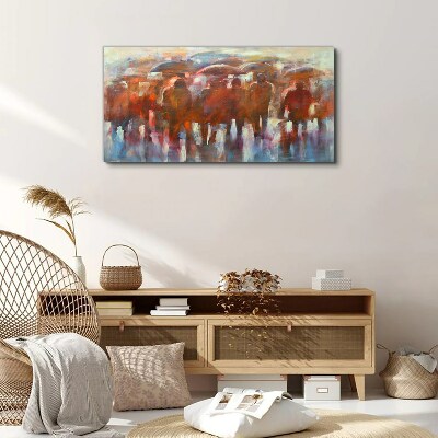 Rainy scene with umbrellas Canvas wall art