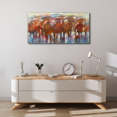 Rainy scene with umbrellas Canvas wall art