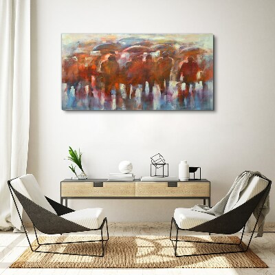 Rainy scene with umbrellas Canvas wall art