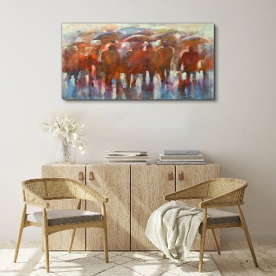 Rainy scene with umbrellas Canvas wall art