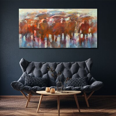 Rainy scene with umbrellas Canvas wall art