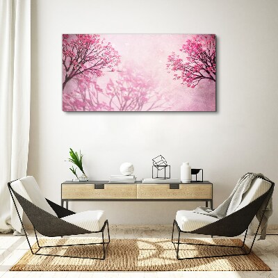 Pink flowers in spring aura Print on canvas