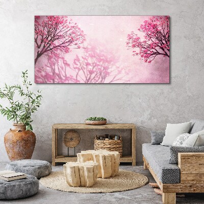 Pink flowers in spring aura Print on canvas