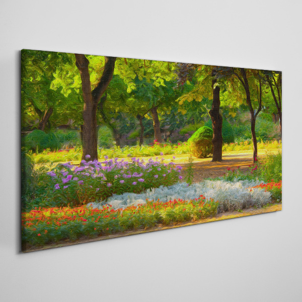 A flower paradise in a sunny garden Print on canvas