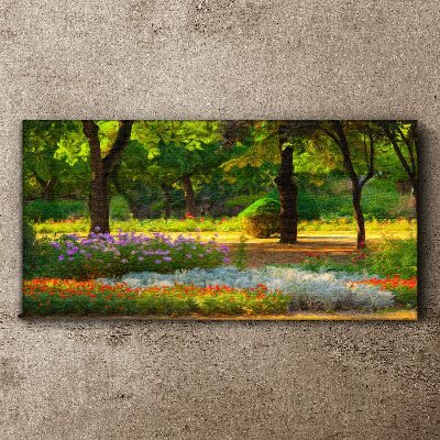 A flower paradise in a sunny garden Print on canvas