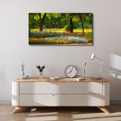 A flower paradise in a sunny garden Print on canvas
