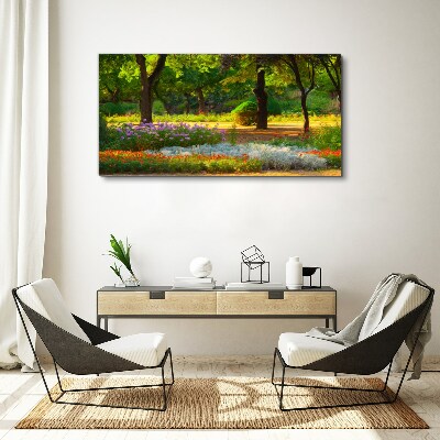 A flower paradise in a sunny garden Print on canvas