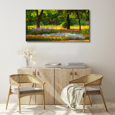 A flower paradise in a sunny garden Print on canvas