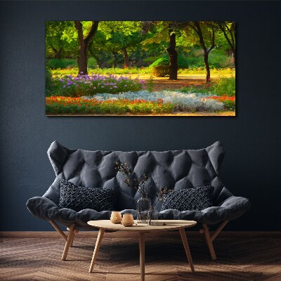 A flower paradise in a sunny garden Print on canvas