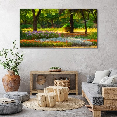 A flower paradise in a sunny garden Print on canvas