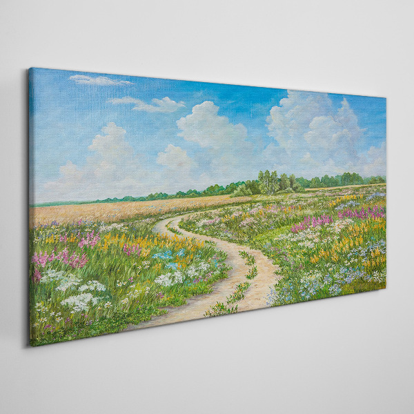 A flower path among the meadows Canvas wall art