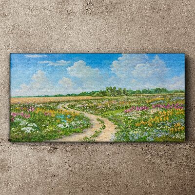 A flower path among the meadows Canvas wall art