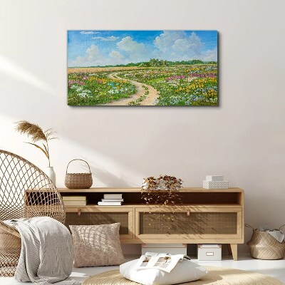 A flower path among the meadows Canvas wall art
