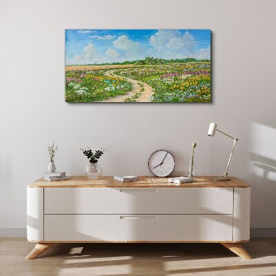 A flower path among the meadows Canvas wall art