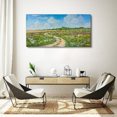 A flower path among the meadows Canvas wall art