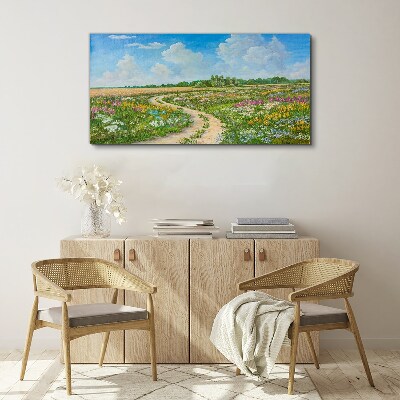 A flower path among the meadows Canvas wall art