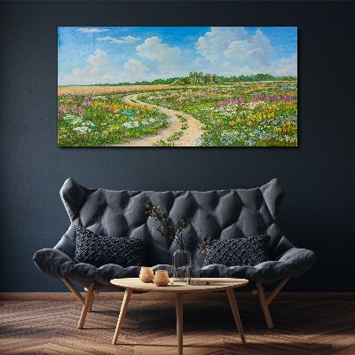 A flower path among the meadows Canvas wall art