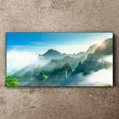 Mountain landscape on a misty morning Canvas wall art