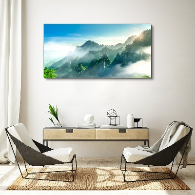 Mountain landscape on a misty morning Canvas wall art