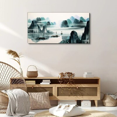 Chinese ink boats Canvas print