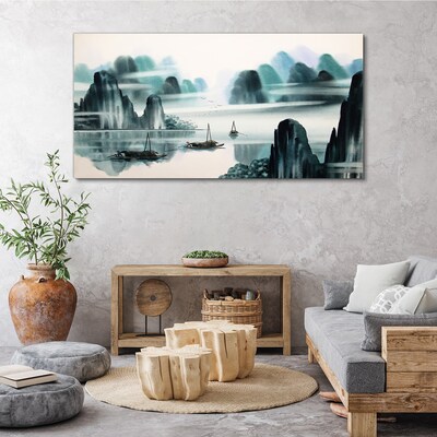 Chinese ink boats Canvas print