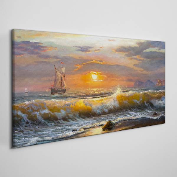Sunset over the sea Canvas wall art