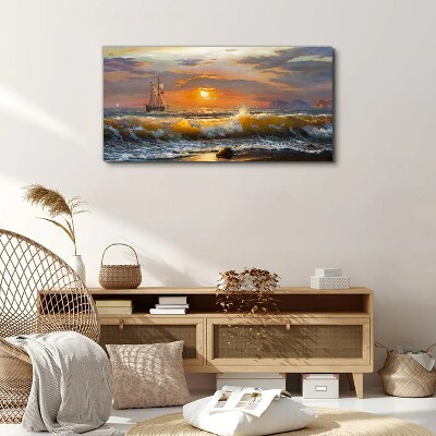 Sunset over the sea Canvas wall art