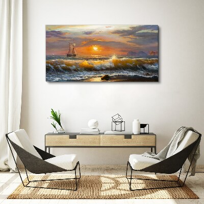Sunset over the sea Canvas wall art