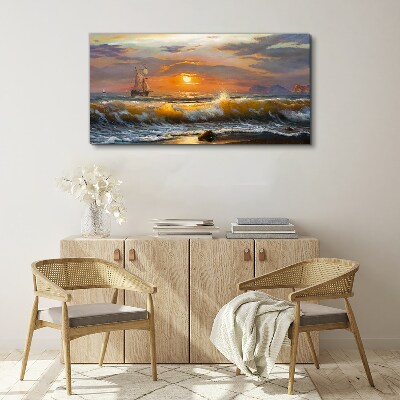Sunset over the sea Canvas wall art
