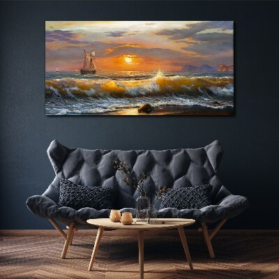Sunset over the sea Canvas wall art