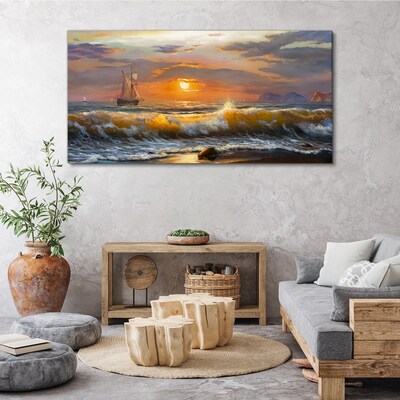 Sunset over the sea Canvas wall art