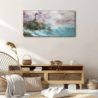 A lighthouse in a stormy landscape Canvas wall art
