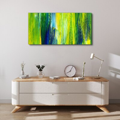 Green and blue abstract stripes Canvas wall art