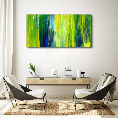 Green and blue abstract stripes Canvas wall art