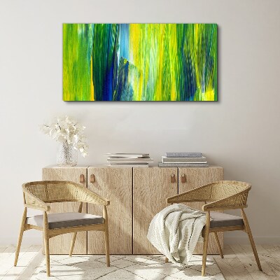 Green and blue abstract stripes Canvas wall art