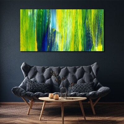 Green and blue abstract stripes Canvas wall art