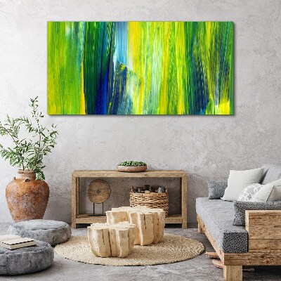 Green and blue abstract stripes Canvas wall art