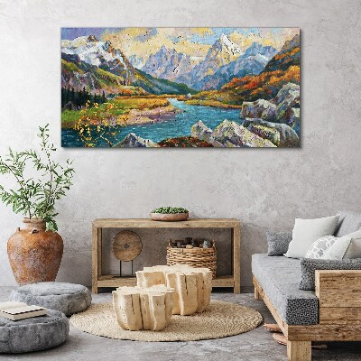 Mountain landscape with a river Print on canvas