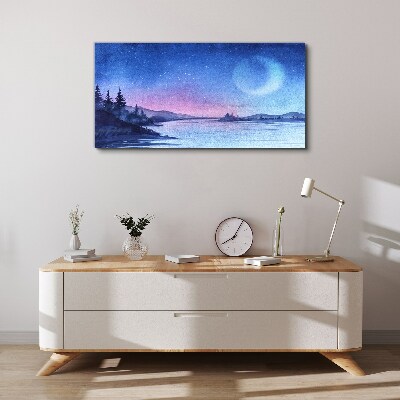 A magical evening by the lake Canvas wall art