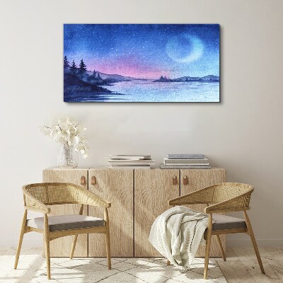 A magical evening by the lake Canvas wall art