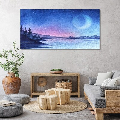 A magical evening by the lake Canvas wall art