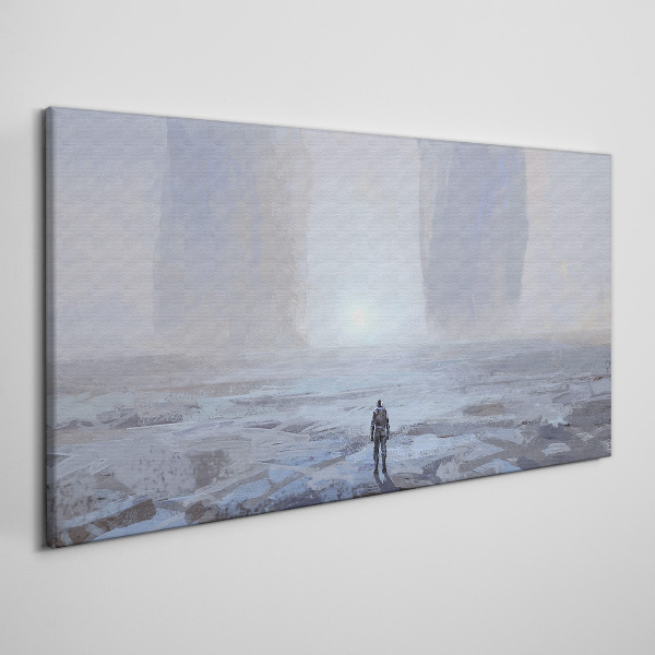 Wandering alone in a misty space Print on canvas