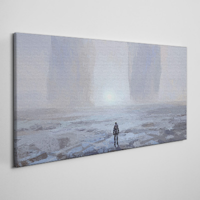 Wandering alone in a misty space Print on canvas
