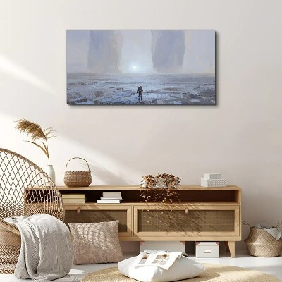 Wandering alone in a misty space Print on canvas