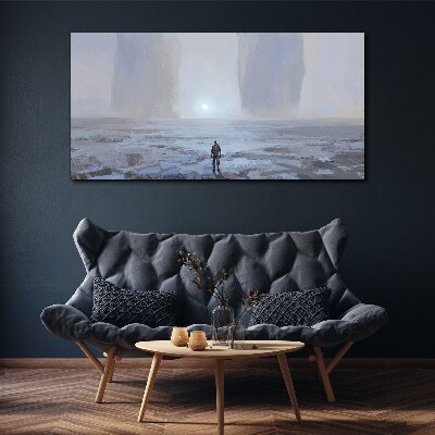 Wandering alone in a misty space Print on canvas