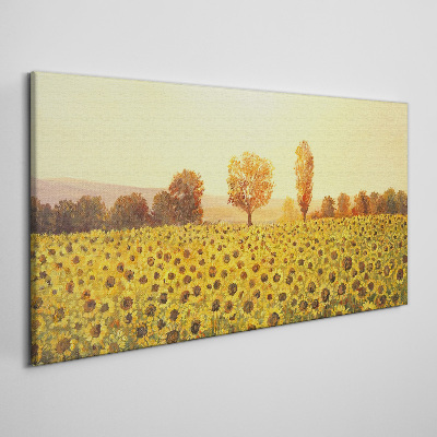 Sunflower field in the setting sun Canvas wall art