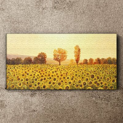 Sunflower field in the setting sun Canvas wall art