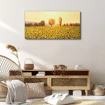 Sunflower field in the setting sun Canvas wall art