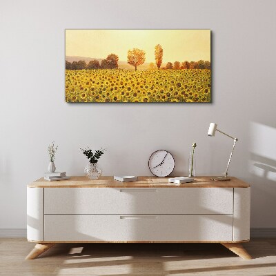 Sunflower field in the setting sun Canvas wall art